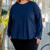 Kendall Long Sleeve Basic Top in Navy