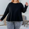 Kendall Long Sleeve Basic Top in Black