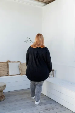 Kendall Long Sleeve Basic Top in Black