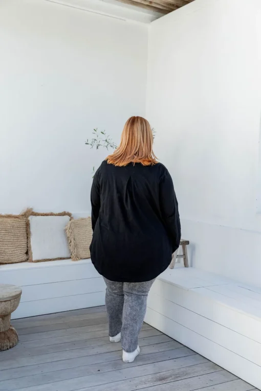 Kendall Long Sleeve Basic Top in Black