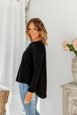 Kendall Long Sleeve Basic Top in Black