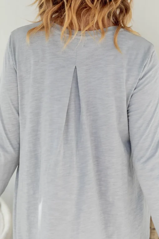 Kendall Long Sleeve Basic Top in Silver