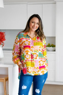 Lana Linen Blend Shirt in Summer Crush