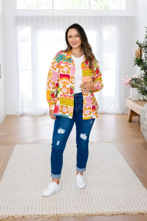 Lana Linen Blend Shirt in Summer Crush