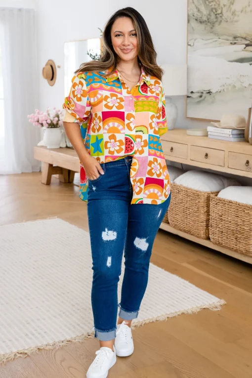 Lana Linen Blend Shirt in Summer Crush