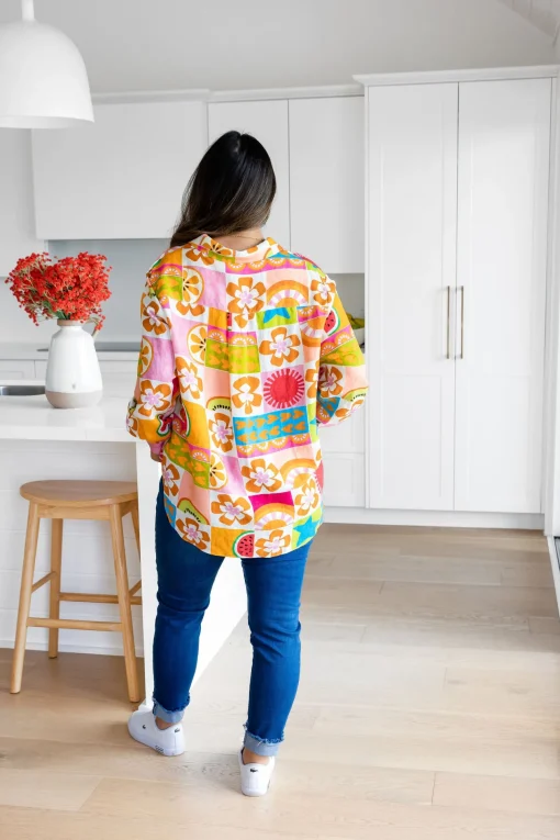 Lana Linen Blend Shirt in Summer Crush