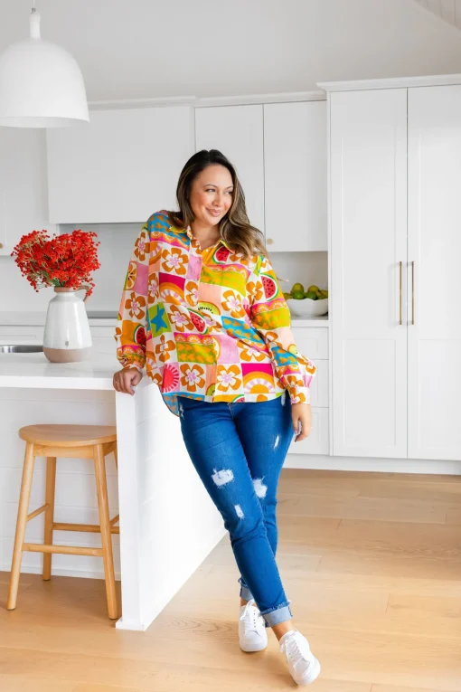 Lana Linen Blend Shirt in Summer Crush