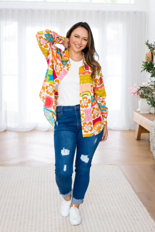 Lana Linen Blend Shirt in Summer Crush