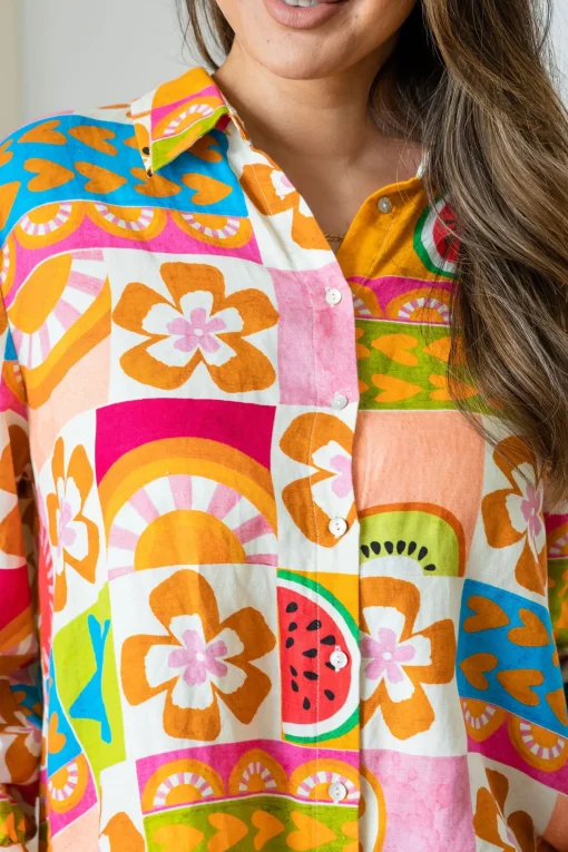 Lana Linen Blend Shirt in Summer Crush