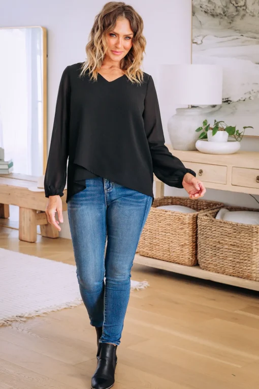Layla Long Sleeved Top in Black