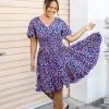 Lina Dress in Purple Leopard