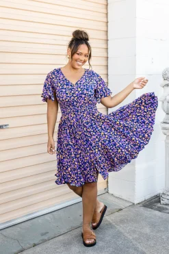 Lina Dress in Purple Leopard