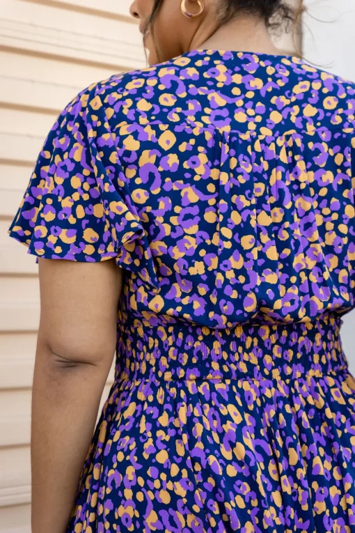 Lina Dress in Purple Leopard