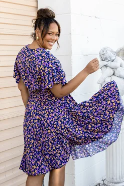 Lina Dress in Purple Leopard