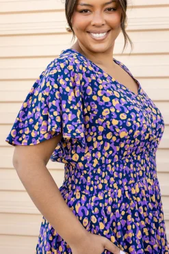 Lina Dress in Purple Leopard