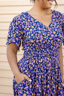 Lina Dress in Purple Leopard