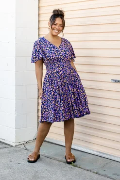 Lina Dress in Purple Leopard