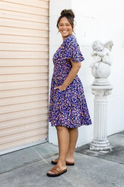 Lina Dress in Purple Leopard