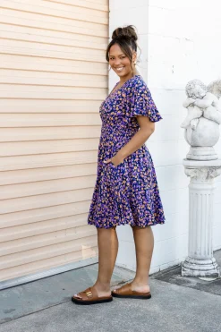 Lina Dress in Purple Leopard