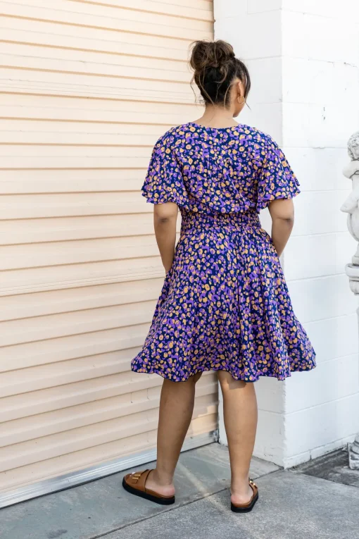Lina Dress in Purple Leopard