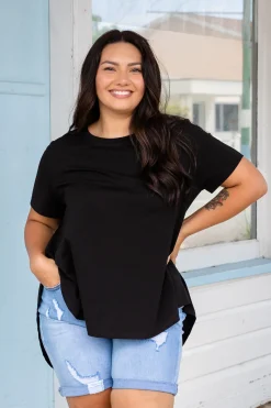 Macey Hi-Low T-Shirt in Black