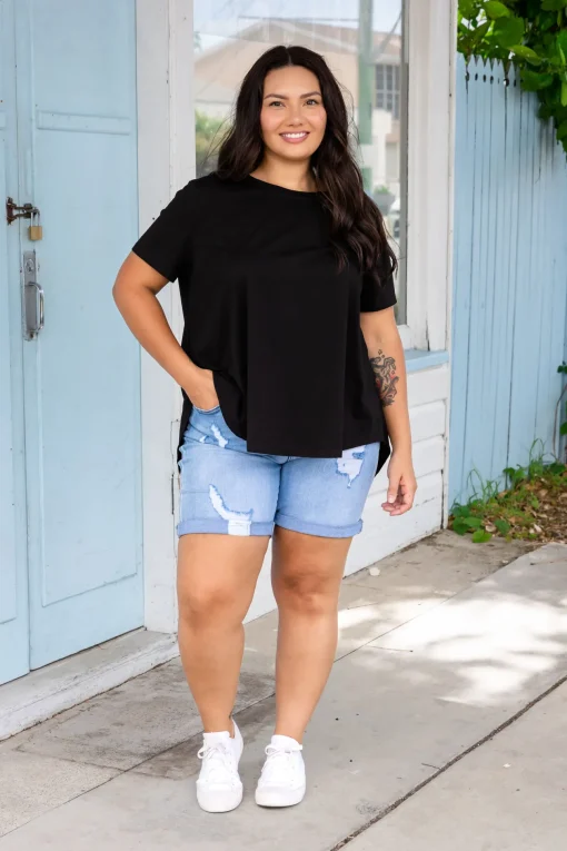 Macey Hi-Low T-Shirt in Black