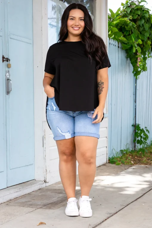 Macey Hi-Low T-Shirt in Black