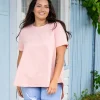 Macey Hi-Low T-Shirt in Blush Pink