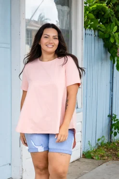 Macey Hi-Low T-Shirt in Blush Pink