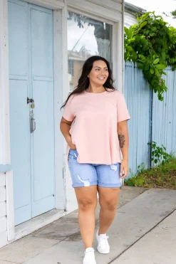 Macey Hi-Low T-Shirt in Blush Pink