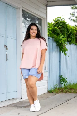 Macey Hi-Low T-Shirt in Blush Pink
