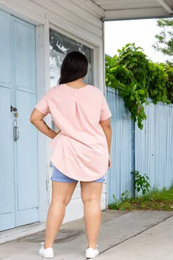 Macey Hi-Low T-Shirt in Blush Pink