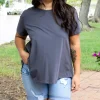 Macey Hi-Low T-Shirt in Charcoal