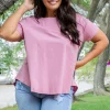 Macey Hi-Low T-Shirt in Mauve