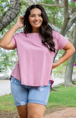 Macey Hi-Low T-Shirt in Mauve