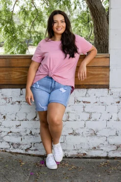 Macey Hi-Low T-Shirt in Mauve