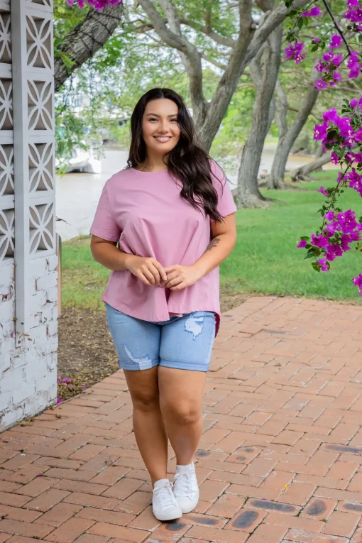Macey Hi-Low T-Shirt in Mauve