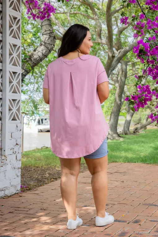 Macey Hi-Low T-Shirt in Mauve