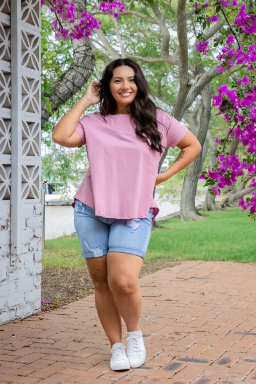 Macey Hi-Low T-Shirt in Mauve