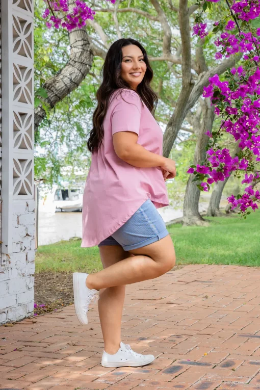 Macey Hi-Low T-Shirt in Mauve