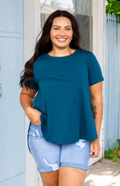 Macey Hi-Low T-Shirt in Teal