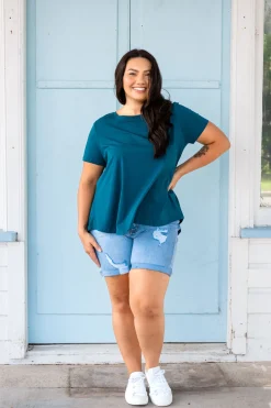 Macey Hi-Low T-Shirt in Teal