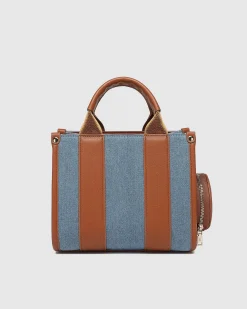 Manhattan Mini Tote Bag in Light Denim by Louenhide
