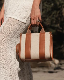 Manhattan Mini Tote Bag in Natural Canvas Tan by Louenhide