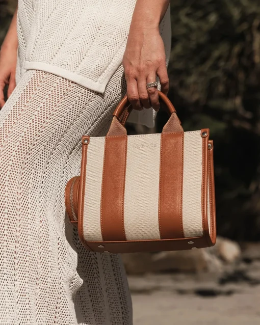 Manhattan Mini Tote Bag in Natural Canvas Tan by Louenhide