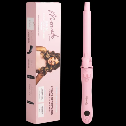 Mermade Hair Spin Curling Wand 25mm Pink