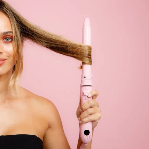 Mermade Hair Spin Curling Wand 25mm Pink