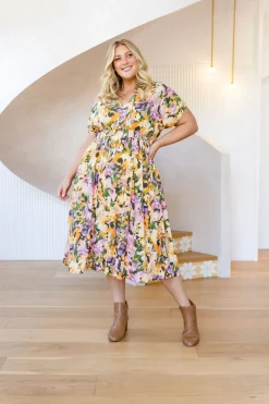 Millie Linen Blend Midi Dress in Mirage