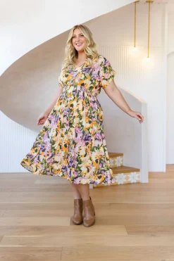 Millie Linen Blend Midi Dress in Mirage