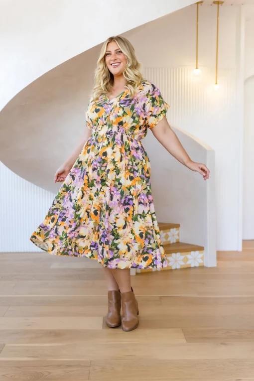 Millie Linen Blend Midi Dress in Mirage